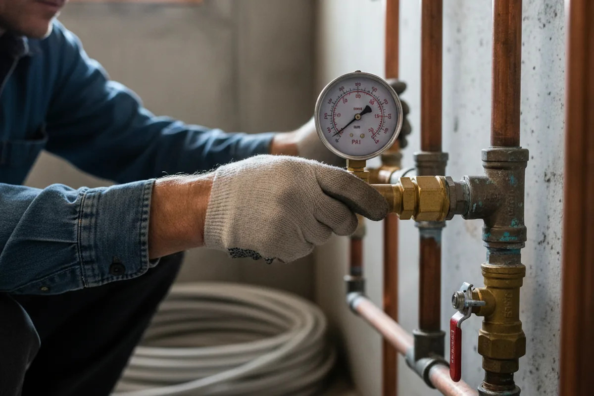 Pressure testing a repaired line during Water Line Repair in Cortlandt Manor